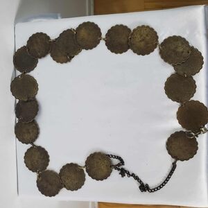 Vintage Y2K Coin Belt with Circular Design  Adorned With Brass-tone Metal